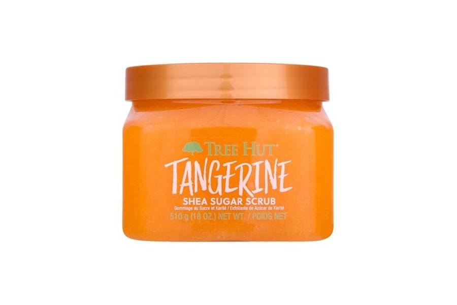 Exfoliante corporal exfoliante con azúcar y mandarina de Tree Hut | Elimina la piel muerta y seca para una sensación suave e hidratada | Cuidado corporal esencial nutritivo | 18 fl oz.