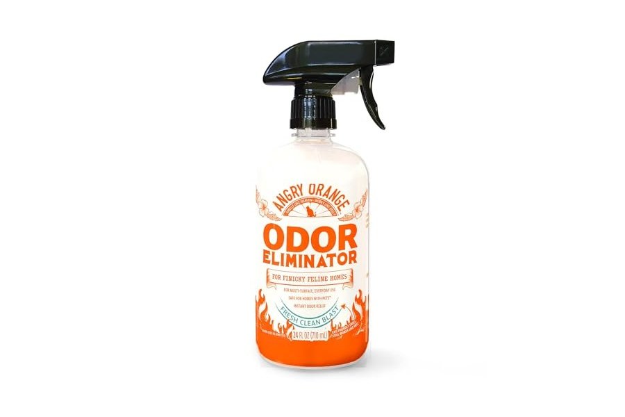 Eliminador de olores para mascotas ANGRY ORANGE: orina de gato, manchas de alfombras y olores fuertes - Aroma fresco - 24 oz