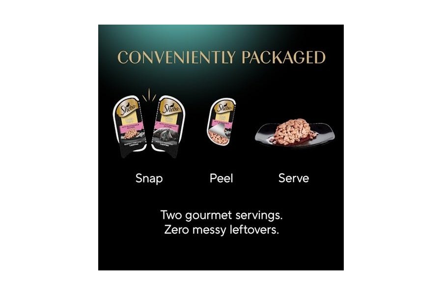 Bandejas de comida húmeda para gatos Sheba Perfect Portions Cuts in Gravy (24 unidades, 48 ​​porciones), paquete variado de salmón, trucha y atún sostenible, bandejas fáciles de despegar en paquetes dobles. - Image 6