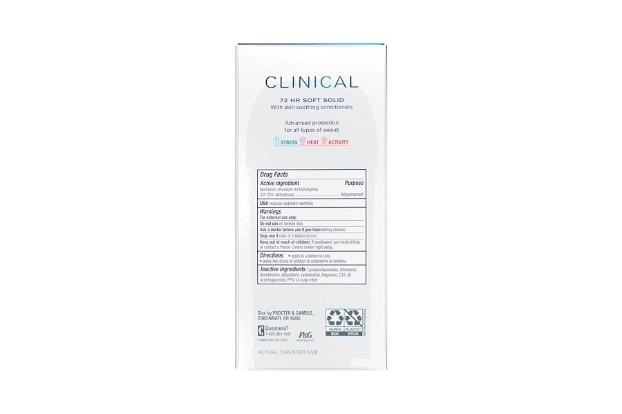 Desodorante antitranspirante Secret Clinical Strength para mujer, triple protección contra el estrés, 72 h de protección contra el sudor y el mal olor, minerales que equilibran el pH, textura suave y sólida, aroma ligero y fresco, 77 g - Image 14