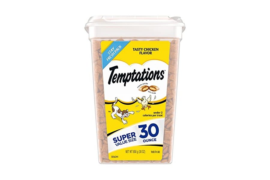 Temptations Classic Crunchy and Soft Cat Treats Sabor a Pollo, Envase de 30 oz