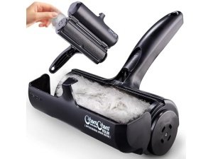 Rodillo quitapelusas reutilizable Chom Chom Roller para mascotas (negro). Eliminador de pelos de gatos y perros ChomChom para muebles, sofás, alfombras, ropa y ropa de cama. Herramienta portátil para eliminar pelos en múltiples superficies.