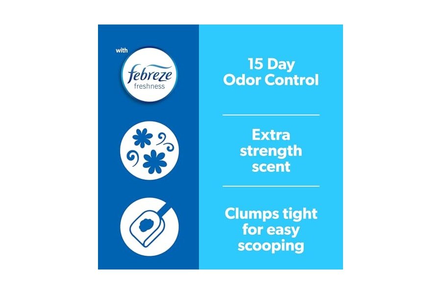 Arena aglomerante Fresh Step Advanced Extreme con Febreze Freshness y aroma a primavera de montaña, combate el mal olor al contacto, 16 kg (2 cajas de 8,4 kg) - Image 8