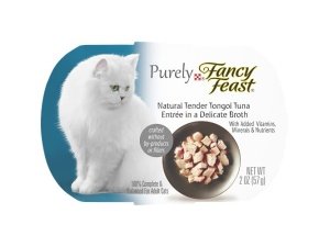 Alimento húmedo natural para gatos Purina Fancy Feast, entrada de atún Tongol tierno y natural - (paquete de 10) bandejas de 56 g