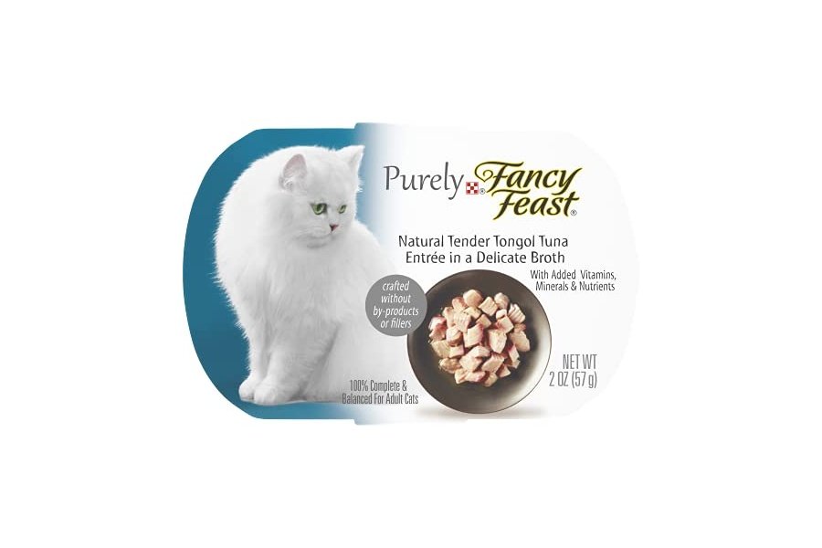 Alimento húmedo natural para gatos Purina Fancy Feast, entrada de atún Tongol tierno y natural - (paquete de 10) bandejas de 56 g