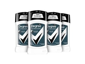 Desodorante antitranspirante Degree Men UltraClear negro + blanco. Protección contra el sudor y el mal olor durante 72 horas para hombres con tecnología MotionSense. 78 g (paquete de 4).