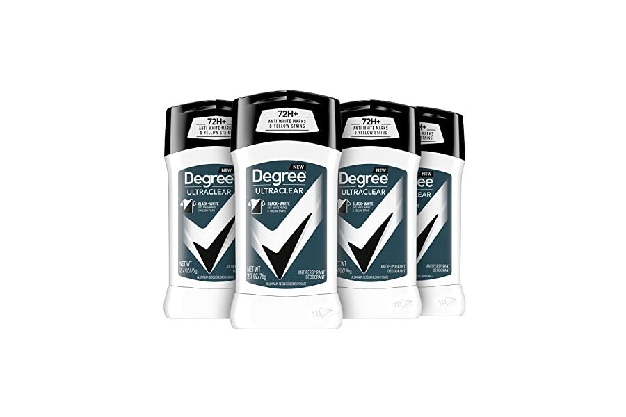 Desodorante antitranspirante Degree Men UltraClear negro + blanco. Protección contra el sudor y el mal olor durante 72 horas para hombres con tecnología MotionSense. 78 g (paquete de 4).
