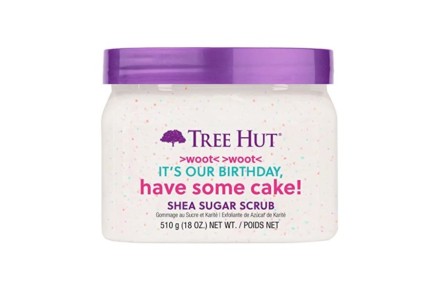 Exfoliante de azúcar de karité Tree Hut, pastel de cumpleaños, 18 oz