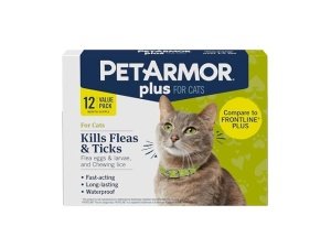 PetArmor Plus - Prevención de pulgas y garrapatas para gatos, tratamiento contra pulgas y garrapatas, 12 dosis, tópico resistente al agua, de acción rápida, para gatos de más de 700 g