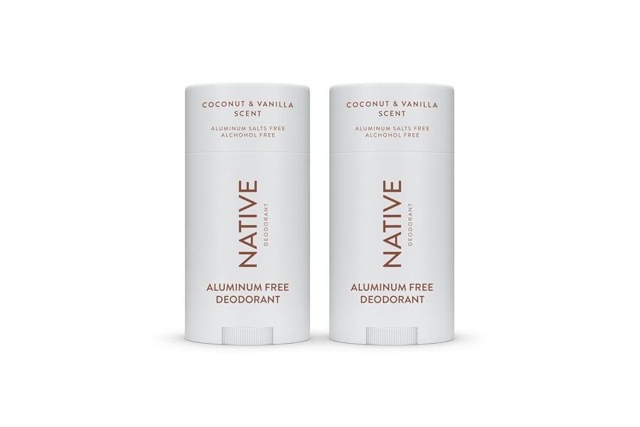 Desodorante Native con ingredientes de origen natural, 72 horas de control del olor | Desodorante para mujeres y hombres, sin aluminio, con bicarbonato de sodio, aceite de coco y manteca de karité | Coco y vainilla, paquete de 2