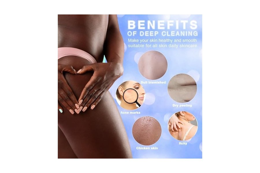 Juego de 3 esponjas de ducha exfoliantes africanas de estilo brillante. Esponjas de baño largas para una piel suave y fresca. El exterior brilla. Ideal para uso diario (amarillo brillante, rosa, morado). - Image 5