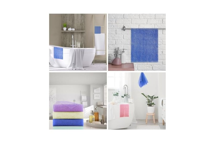 3 esponjas de baño africanas de red africana, esponja de baño de red larga, exfoliante, para ducha, cuerpo, espalda y piel más suave, ideal para uso diario (morado, azul, blanquecino). - Image 7