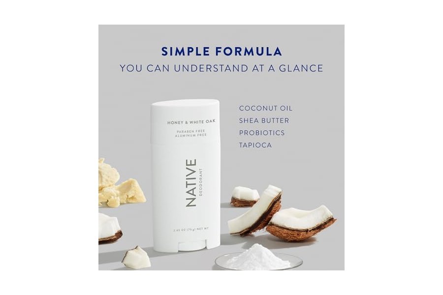 Desodorante Native con ingredientes de origen natural, 72 horas de control del olor | Desodorante para mujeres y hombres, sin aluminio, con bicarbonato de sodio, aceite de coco y manteca de karité | Miel y roble blanco - Image 2