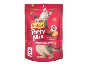 Premios para gatos Purina Friskies, Mix de fiesta, sabor a parrilla crujiente - (Paquete de 6) Bolsas de 170 g