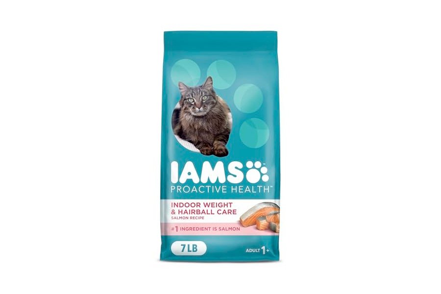 Alimento seco para gatos IAMS Proactive Health Adult Indoor Weight & Hairball Care con salmón, bolsa de 7 lb