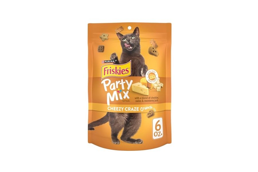 Premios para gatos Purina Friskies, Party Mix Cheezy Craze Crunch - (Paquete de 6) Bolsas de 170 g