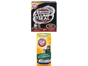 Arena para gatos ARM & HAMMER Clump & Seal Platinum, multigato, 18 kg + desodorante Arm & Hammer, 593 g, naranja, 564 g (paquete de 1)