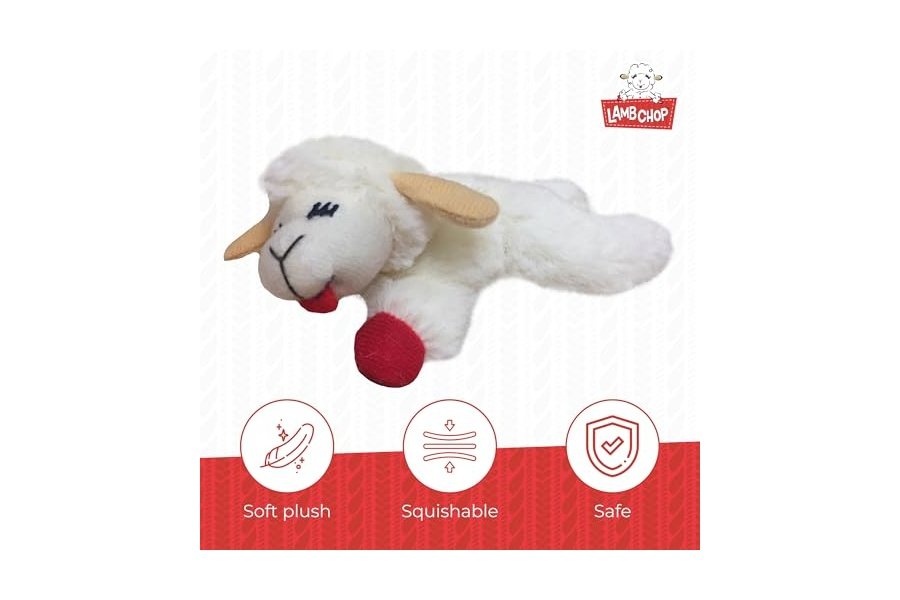Juguete de peluche para gato Multipet Lamb Chop con hierba gatera - Juguete masticable para gatos pequeños - Juguete de peluche extrasuave - Juguete para acurrucarse y jugar - Bonito juguete para mascotas (10 cm, color crema) - Image 3
