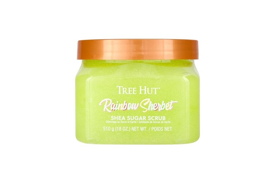 Exfoliante corporal Tree Hut Rainbow Sherbet con azúcar y karité | Elimina la piel muerta y seca para una sensación suave e hidratada | Cuidado corporal esencial nutritivo | 18 fl oz.