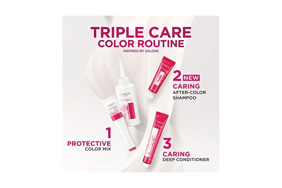 Tinte permanente en crema L’Oréal Paris Excellence, 6A Castaño Ceniza Claro, cobertura total de canas, paquete de 2 - Image 3