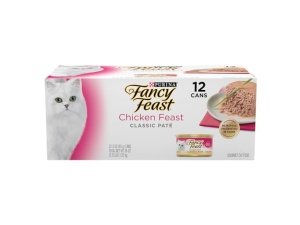 Fancy Feast Chicken Feast Classic Pate Collection - Alimento húmedo para gatos sin cereales (paquete múltiple, 2 paquetes de 12 latas de 85 g)