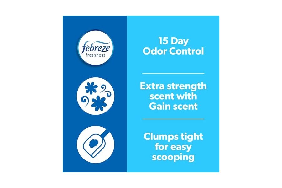 Arena aglomerante avanzada Fresh Step con Febreze Freshness y aroma Gain, combate el mal olor al contacto, 16 kg (2 cajas de 8,3 kg) (El paquete puede variar) - Image 8