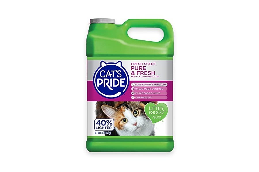 Arena aglomerante ligera premium Cat's Pride: pura y fresca, hasta 10 días de potente control de olores, para varios gatos, perfumada, 4.5 kg