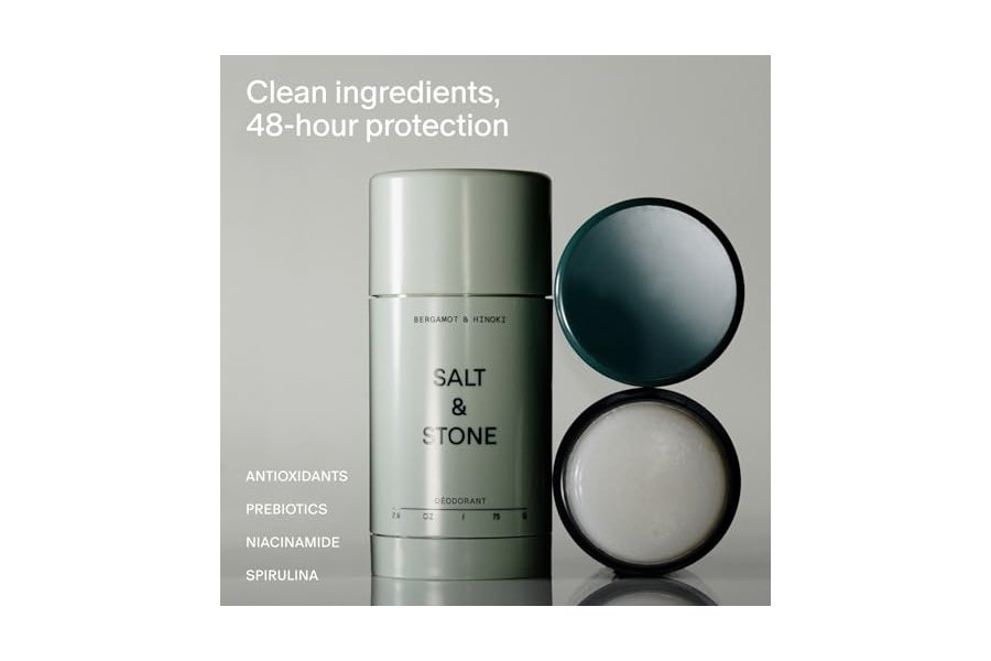 Desodorante SALT & STONE | Desodorante natural extrafuerte para mujer y hombre | Sin aluminio, con extractos de algas, manteca de karité y probióticos (trío) - Image 2
