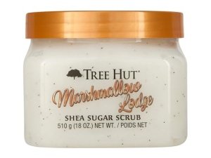 Exfoliante corporal con azúcar y karité Marshmallow Lodge de Tree Hut | Elimina la piel muerta y seca para una sensación suave e hidratada | Edición limitada de otoño | Cuidado corporal esencial nutritivo | 18 fl oz.