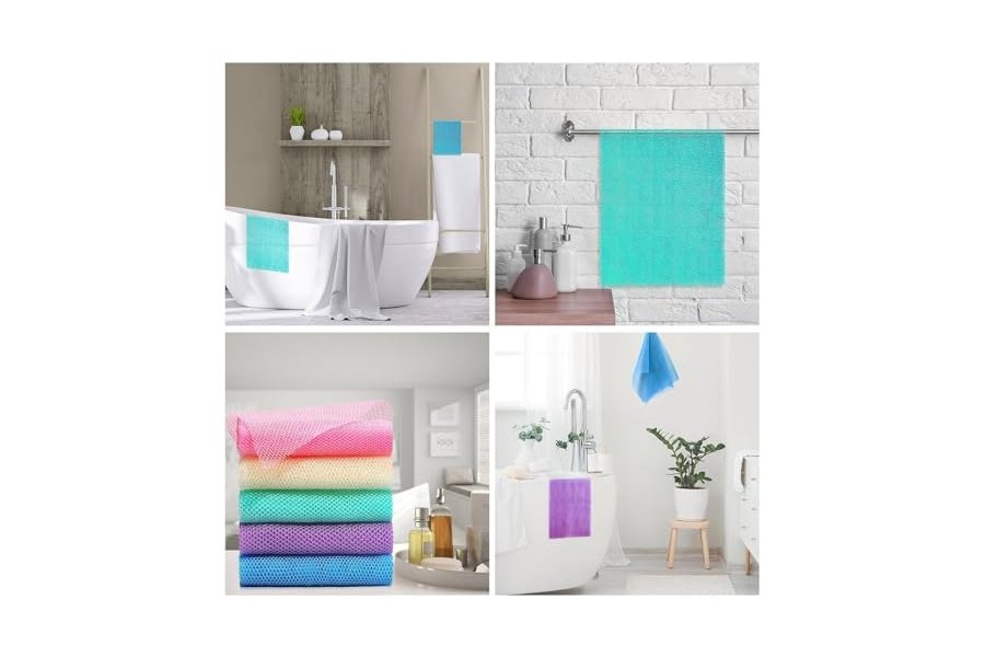 UJFQBH - 6 esponjas de baño africanas de red africana, esponja de baño de red larga, exfoliante, para ducha, cuerpo, espalda y piel más suave, ideal para uso diario (morado, morado, rosa, naranja, azul, verde) - Image 6