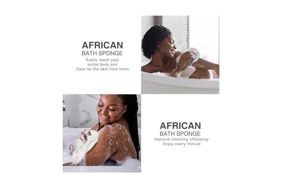 3 esponjas de baño africanas de malla larga, exfoliantes, para ducha, cuerpo y espalda, suavizantes, ideales para uso diario (morado, azul y verde). - Image 6