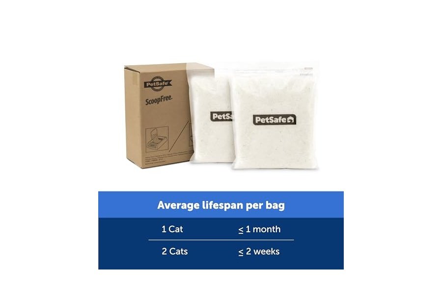 Arena para gatos de cristal premium PetSafe ScoopFree: superior a la arena de arcilla; reduce el rastro y el polvo, dejando un hogar fresco; no se aglomera; dos bolsas de arena de 2 kg (3 kg en total); sin fragancia. - Image 5