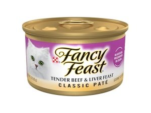 Purina Fancy Feast Paté de carne tierna y hígado para gatos, clásico, sin cereales - (Paquete de 24) latas de 85 g