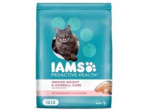 Alimento seco para gatos IAMS Proactive Health Adult Indoor Weight & Hairball Care con salmón, bolsa de 7,2 kg
