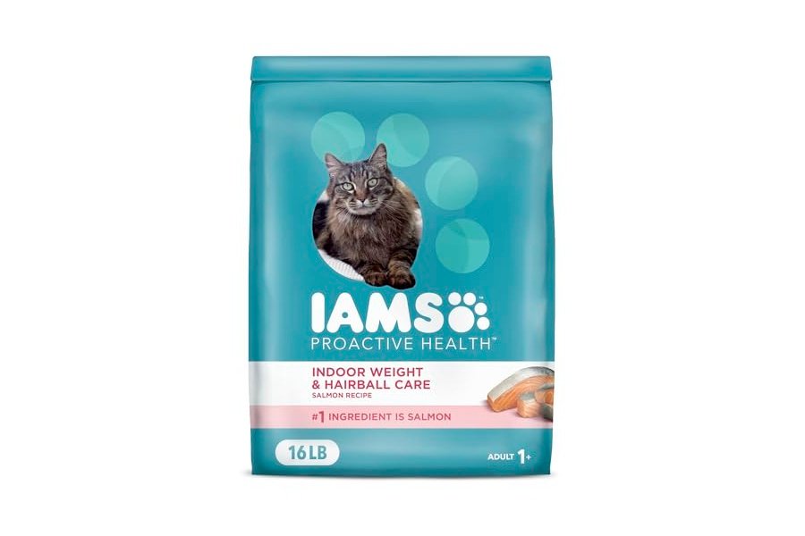 Alimento seco para gatos IAMS Proactive Health Adult Indoor Weight & Hairball Care con salmón, bolsa de 7,2 kg