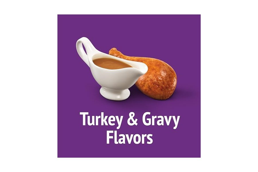 Premios para gatos Purina Friskies, mezcla para fiestas, sabor a pavo y salsa gravy-licious Crunch - (Paquete de 6) Bolsas de 177 g - Image 3