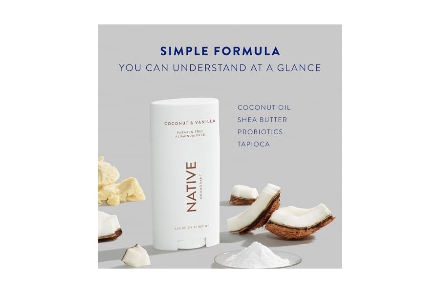 Desodorante Native con ingredientes de origen natural, 72 horas de control del olor | Desodorante para mujeres y hombres, sin aluminio, con bicarbonato de sodio, aceite de coco y manteca de karité | Coco y vainilla, paquete de 2 - Image 2