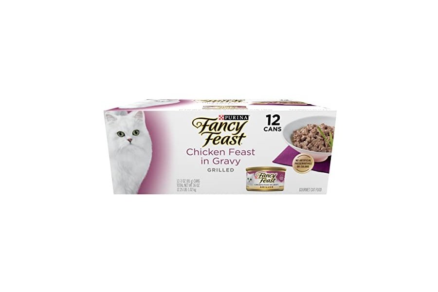 Comida húmeda para gatos Purina Fancy Feast a la parrilla, con pollo en salsa - (Paquete de 12) latas de 85 g