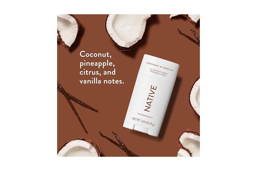 Desodorante Native con ingredientes de origen natural, 72 horas de control del olor | Desodorante para mujeres y hombres, sin aluminio, con bicarbonato de sodio, aceite de coco y manteca de karité | Coco y vainilla - Image 5