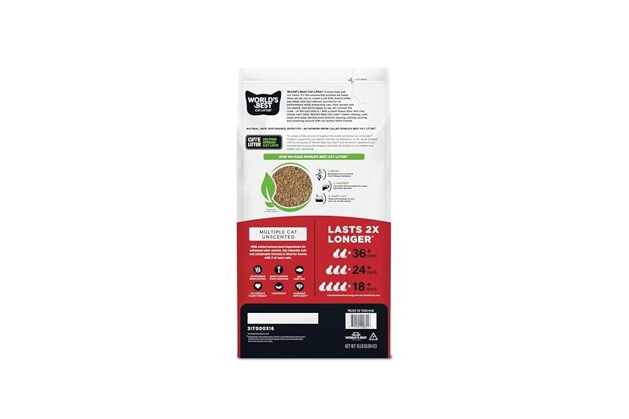 LA MEJOR ARENA PARA GATOS DEL MUNDO. Sin perfume para varios gatos, 7 kg. Ingredientes naturales, aglomeración rápida, desechable por el inodoro, 99 % libre de polvo y fabricada en EE. UU. Control de olores duradero y fácil de recoger. - Image 3
