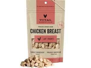 Premios para gatos Vital Essentials liofilizados crudos de un solo ingrediente, pechuga de pollo, 59 g