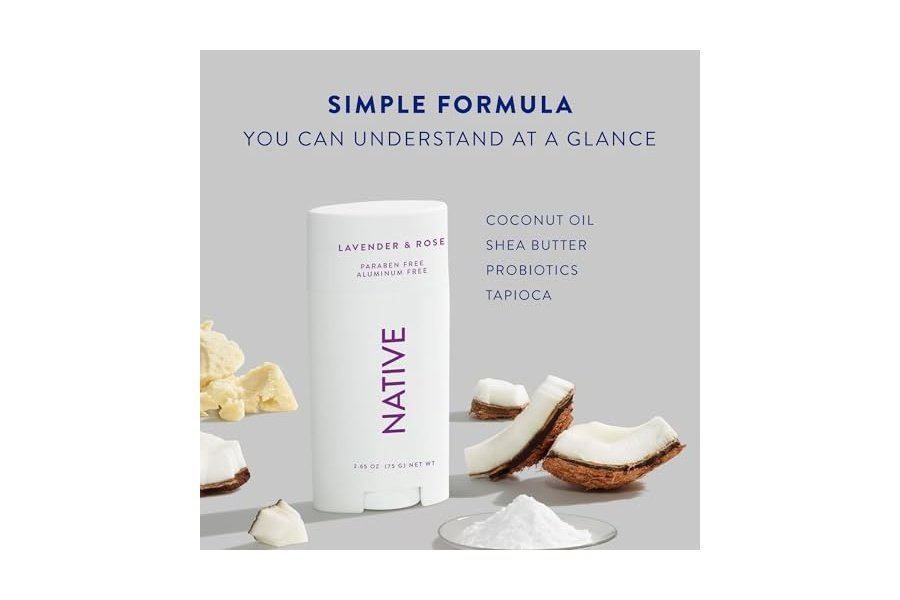 Desodorante Native con ingredientes de origen natural, 72 horas de control del olor | Desodorante para mujeres y hombres, sin aluminio, con bicarbonato de sodio, aceite de coco y manteca de karité | Lavanda y rosa - Image 2