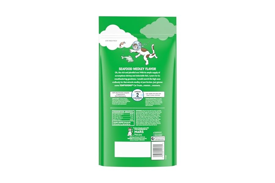 Temptations Classic Crunchy and Soft Cat Treats Sabor a Mariscos, Bolsa de 48 oz - Image 2