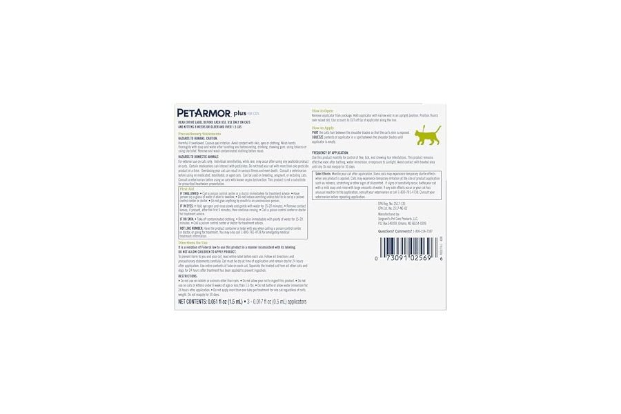 PetArmor Plus - Prevención de pulgas y garrapatas para gatos, tratamiento contra pulgas y garrapatas, 3 dosis, tópico resistente al agua, de acción rápida, para gatos de más de 700 g - Image 10