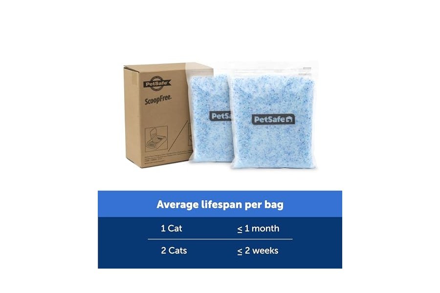 Arena para gatos de cristal premium PetSafe ScoopFree: superior a la arena de arcilla; reduce el polvo y las huellas, dejando un hogar fresco; no se aglomera; dos bolsas de arena de 2 kg (3 kg en total) - Azul original - Image 5