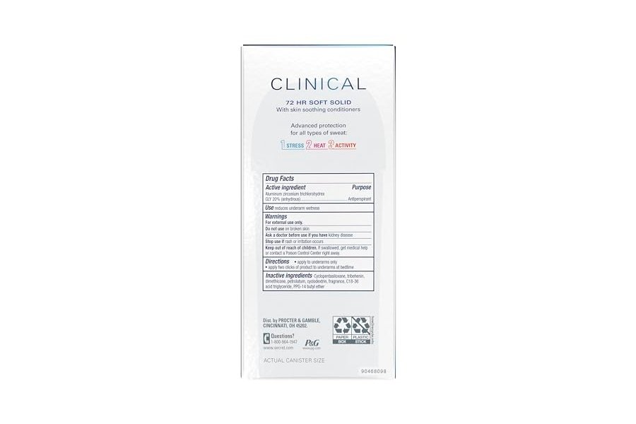 Desodorante antitranspirante Secret Clinical Strength para mujer, resistente al agua, triple protección contra el estrés, 72 h de protección contra el sudor y el mal olor, minerales que equilibran el pH, suave y sólido, 77 g - Image 14