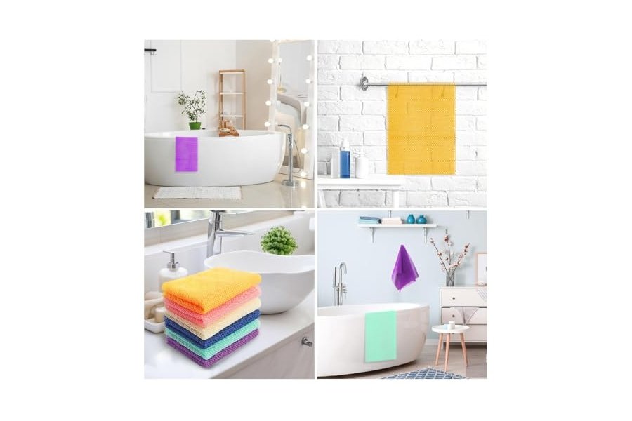 UJFQBH - 6 esponjas de red africanas largas para baño, exfoliantes corporales para ducha, uso diario, ideales para una piel más suave y un exfoliante de espalda refrescante (morado y naranja) - Image 5