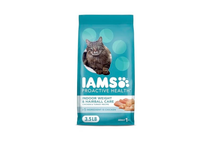 Alimento seco para gatos adultos IAMS Proactive Health Indoor Weight & Hairball Care con pollo y pavo, bolsa de 3.5 lb