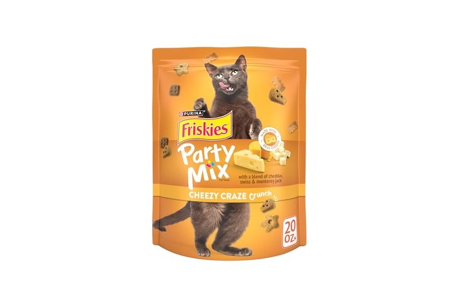 Premios para gatos Purina Friskies, mezcla para fiestas Cheezy Craze Crunch - Bolsa de 590 g