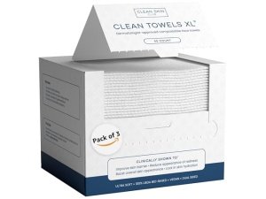 Toallas Clean Skin Club Clean Towels XL™️, 100 % biobasadas por el USDA, desechables, aprobadas por la Asociación para el Eccema, toallitas desmaquillantes secas, ultrasuaves, 150 unidades, paquete de 3